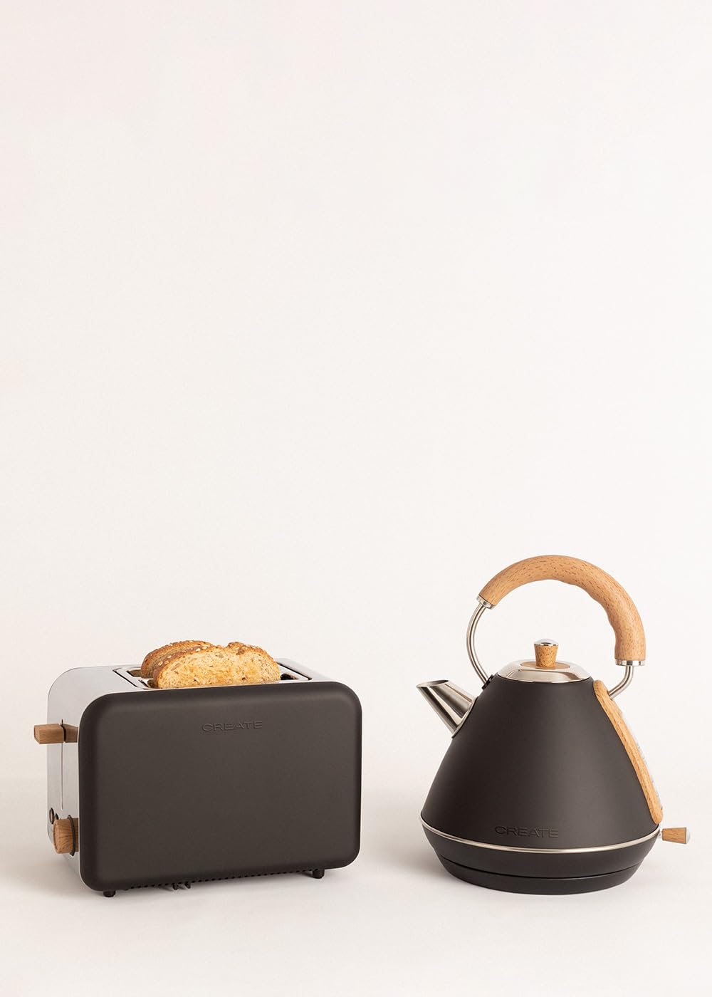 Toaster Schwarz Wasserkocher Schwarz 1,7L Retro Set
