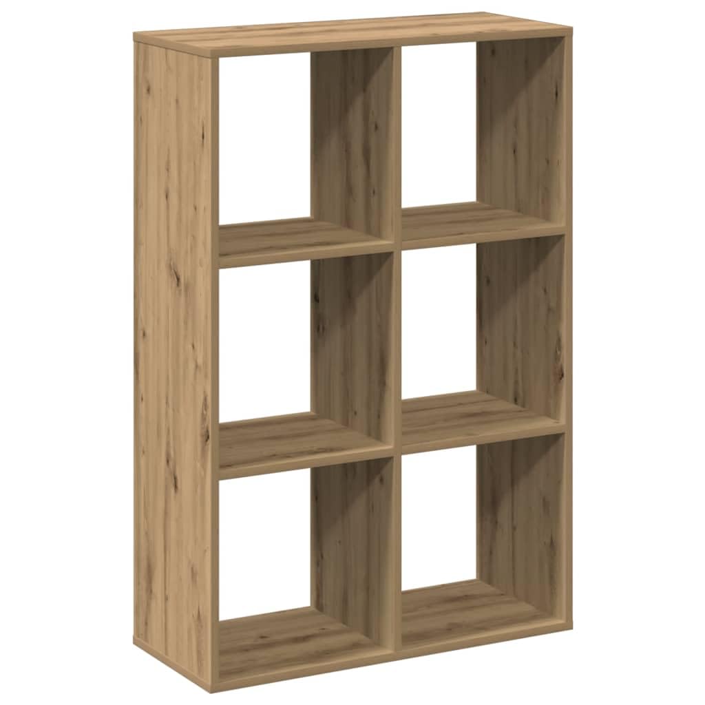 Raumteiler-Bücherregal Artisan-Eiche Holzwerkstoff 69,5x29x103,5 cm 6 Fächer Standregal mit Stauraum für Wohnzimmer Schlafzimmer Büro vielseitig nutzbar