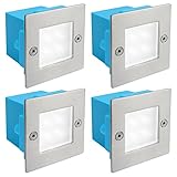Zenon Lighting Collection 4 X Mini Brick Light LED Outdoor Step Light 70mm Square IP54 Cool White Recessed Wall Light ZLC052CW
