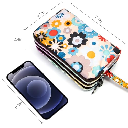 biaotie large capacity wristlet wallet - women printed nylon waterproof handbag clutch purse