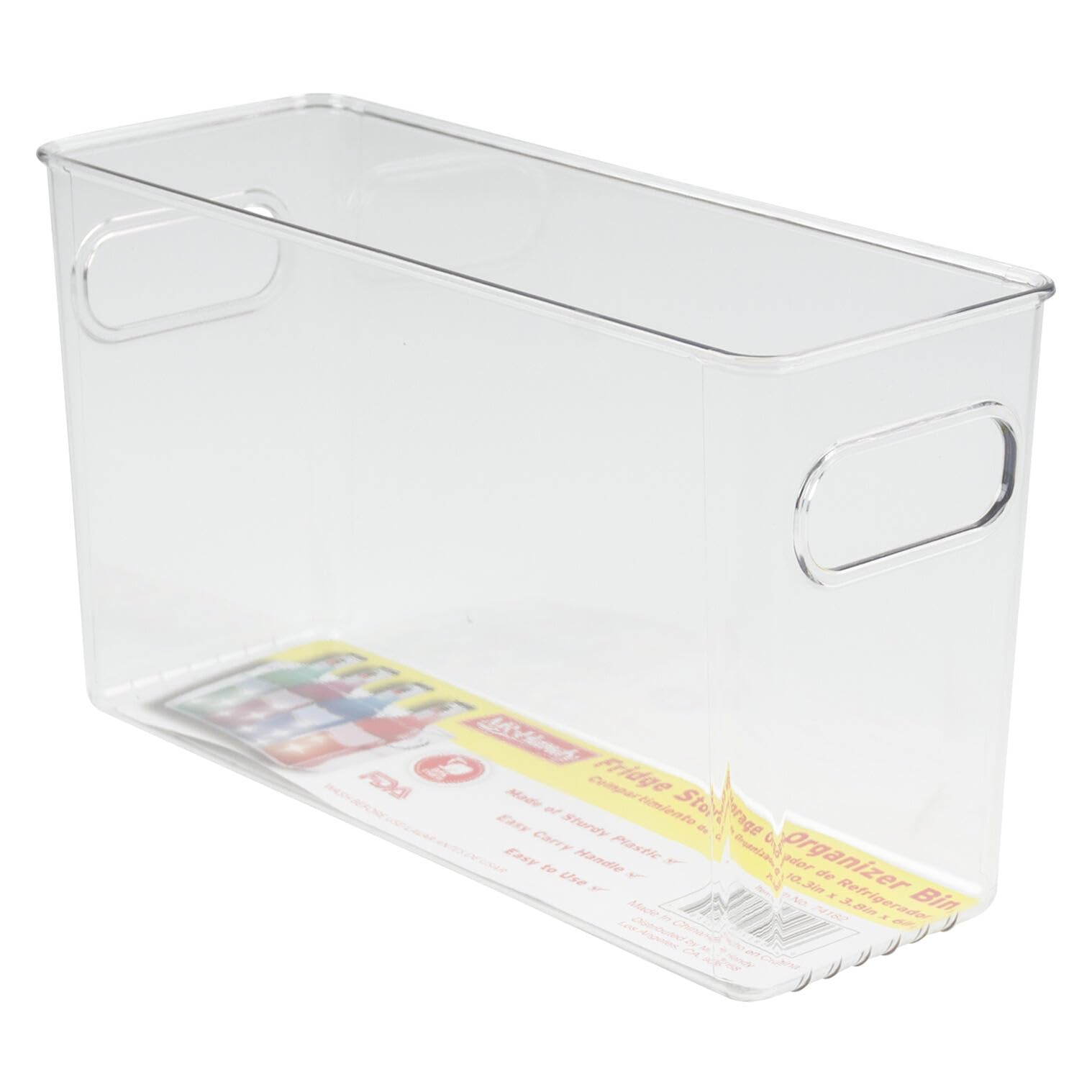 NEPA Market Clear Tall Plastic Fridge Organizer Bin with Handle – Perfect for the Pantry, Kitchen, Freezer, Fridge, Bathroom, Office, and More – 10.3” x 3.8” x 6”