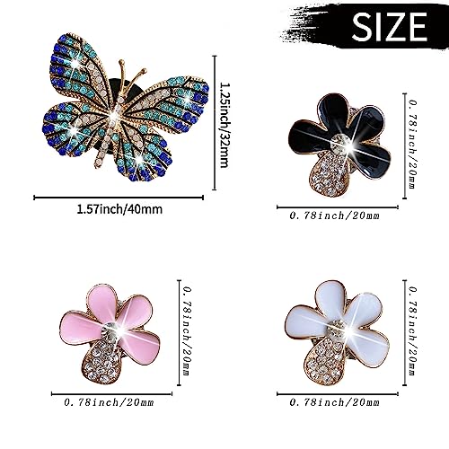 Image of 4pcs Butterfly and Flower Car Air Fresheners Vent Clips with Fragrance Pads Car Fresheners Cute Car Air Conditioner Vent Charm Interior Decor Accessories Gift (Butterfly and Flower, B)