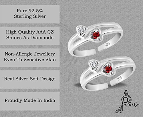 Parnika Twin Hearts CZ Embedded Band Design Hallmark Silver Toe Rings in Pure 92.5 Sterling Silver for Women | Chandi Bichiya | With Certificate of Authenticity | - Image 6