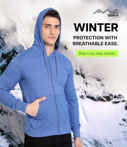 Image of AWG ALL WEATHER GEAR Hoodies for Men | Men's Solid Hooded Sweatshirt | Winter Wear | Pullover | Jackets for Men Stylish | Zipper Hooded Sweatshirt