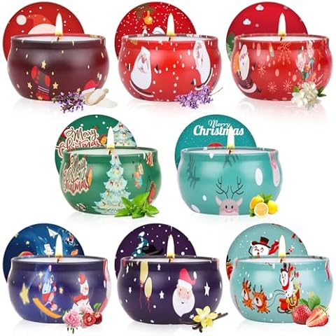 Christmas Gifts Set, 8 Pack Christmas Scented Candles Set, Bulk Stocking Stuffers for Coworkers Adults Women, Small Aromatherapy Candles Gift Baskets for Birthday Christmas Decoration Holiday Gift Cover