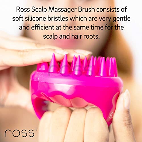 Image of Ross Hair Scalp Manual Massager Shampoo Hair Brush with Soft Silicone Bristles for Anti Dandruff, Exfoliating Care (Pink)