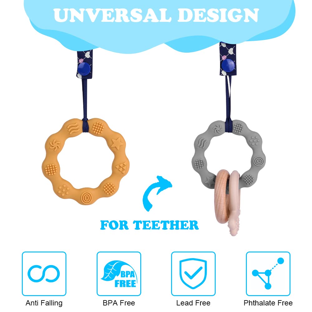 Aolso Catena per Ciuccio, 4 Pezzi Regolabile Catenella Ciuccio con 4 Silicone Pulsante Anello, Catenella Portaciuccio per la dentizione del bambino per ragazzi e ragazze