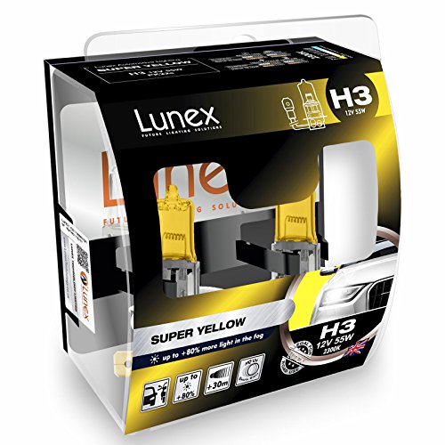 LUNEX H3 SUPER YELLOW Ampoules Halogenes Phare Feu de brouillard Jaunes 453 12V 55W PK22s 2300K duobox (2 pièces)
