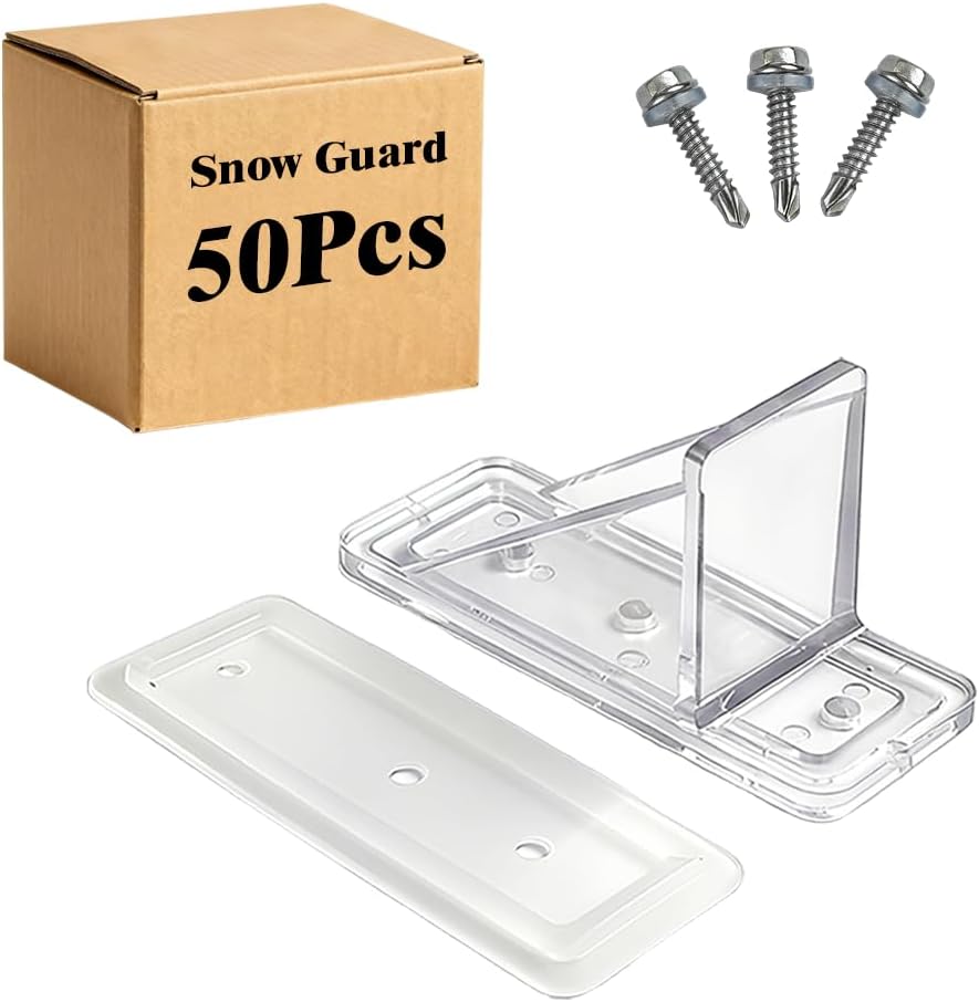 50 Pack Snow Guards for Metal Roofs, Snow Stops for Metal Roofs, Prevent Sliding Ice Snow Stop Buildup with Gasket and Screws, Metal and Steel Roofs Winter Supplies