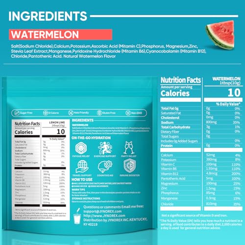 Image of Electrolytes Powder Packets Sugar Free, 30 Sticks High Sodium Hydration Packets, Low Calorie Electrolyte Packets Drink Mix Liquid Daily IV with Watermelon, 10.5OZ