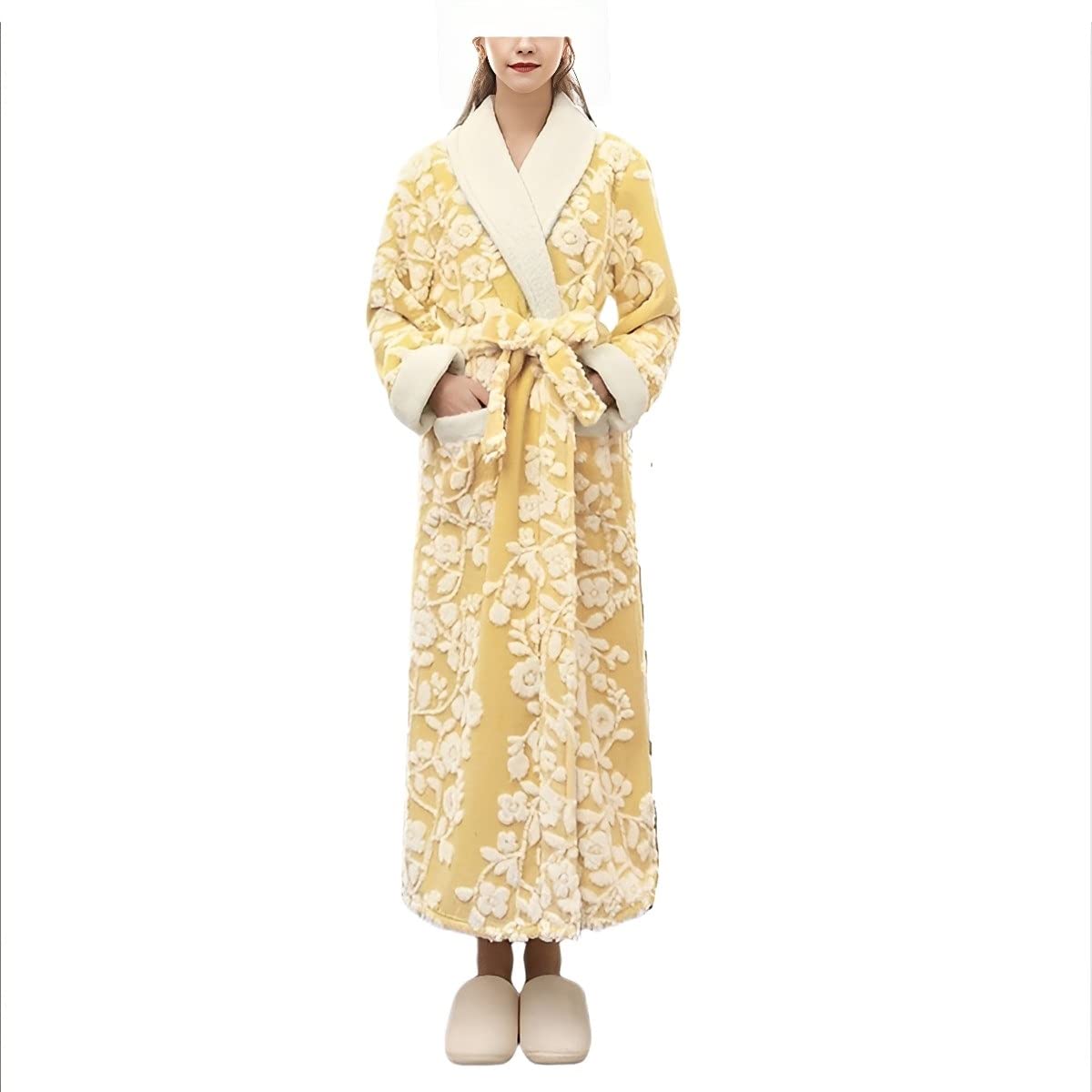 Peignoir de bain sortie de bain hiver long et polaire jaune XL