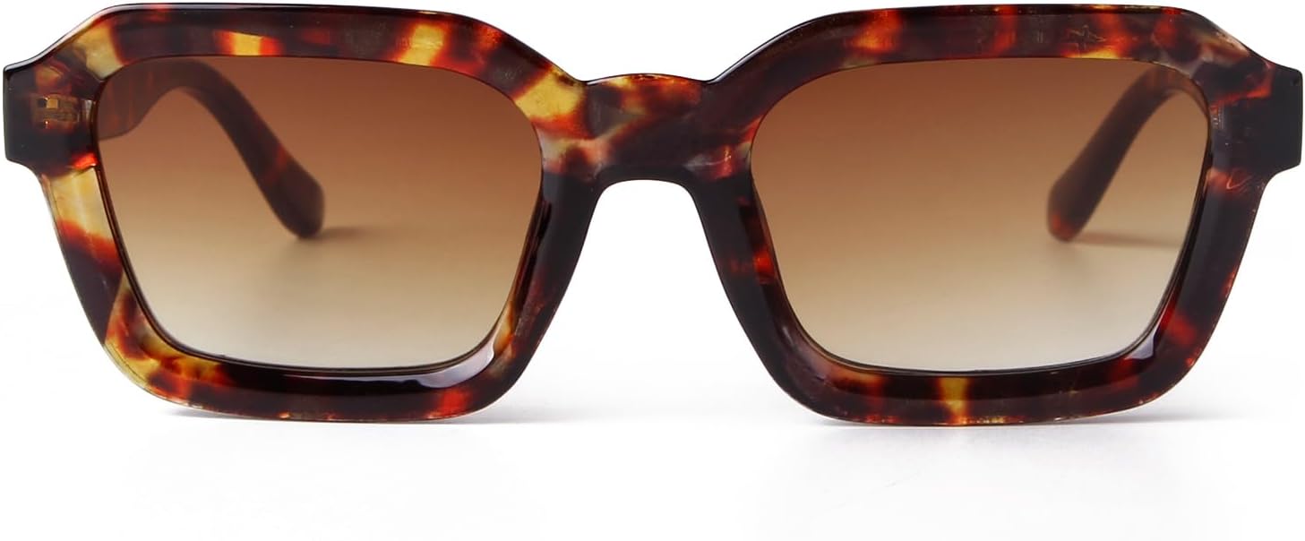Trendy Rectangle Square Sunglasses for Women Retro Square Frame 90s Sun Glasses