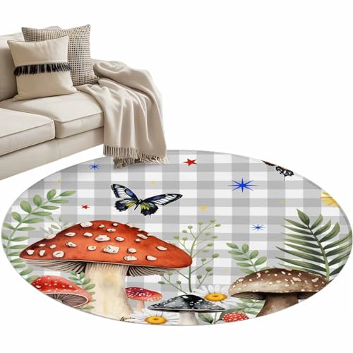 Xibuciein Spring Mushroom Felt Area Rug with Dotted Non-Slip Backing,