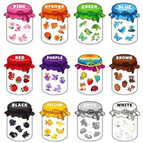 Magnetic Colour Sorting Toys - 12 Pcs Fridge Magnets for Kids with 60 Vibrant Learning Shapes Educational Colour Sorting Set for Whiteboard Multi-Purpose Magnetic Figures for Toddlers Ages 2-6