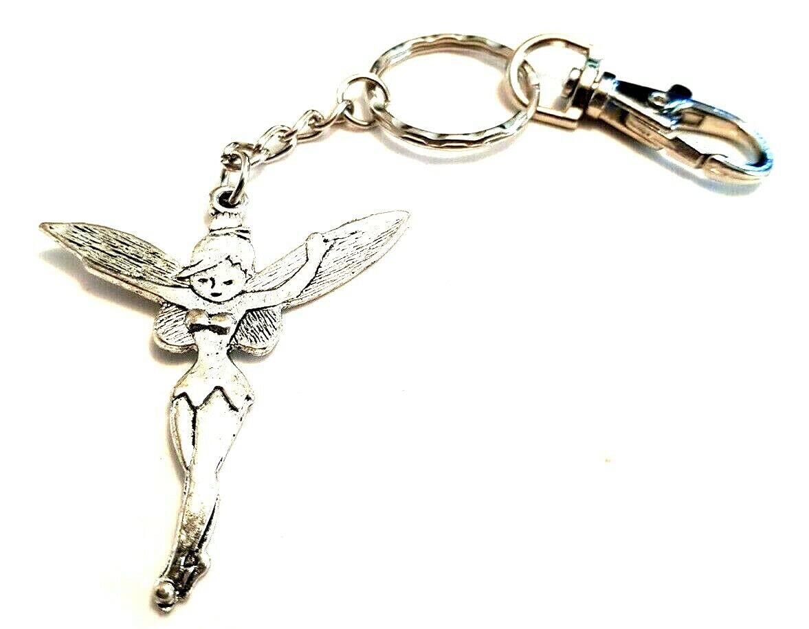 Starfish Records Tibetan Silver Large Fairy Tinkerbell Keyring Bag Charm Angel Keyring Fantasy Cosplay Bag Charm