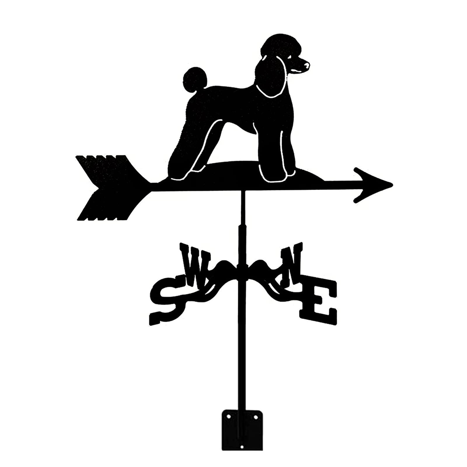 Girouette Caniche en métal, indicateur de Direction du Vent, avec Fixation sur Toit, décoration de Jardin pour tonnelle de Ferme ou de Jardin.