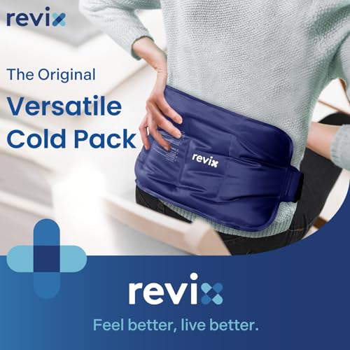 Image of REVIX Ice Pack for Injuries Reusable Gel for Lower Back & Shoulder, Navy