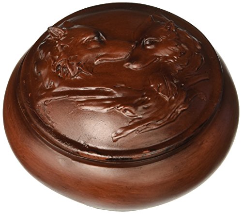 Faux Wood Wolves Jewelry Trinket Box Collectible Decoration Container