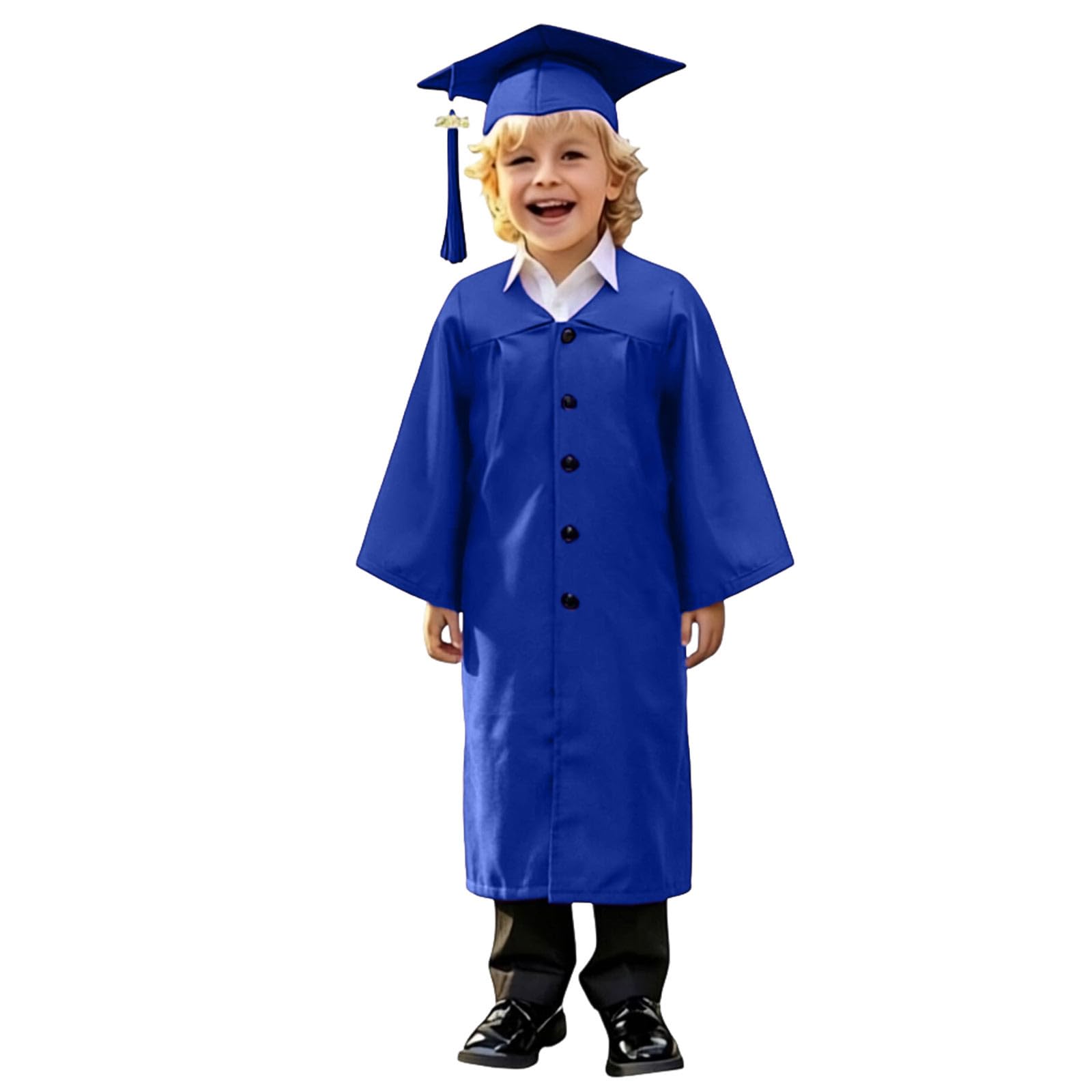 Kindergarten 2025 Graduation Cap and Gown Tassel Sets with Charm 2PCS Graduations Stoles for Kids Grad Party Clothes