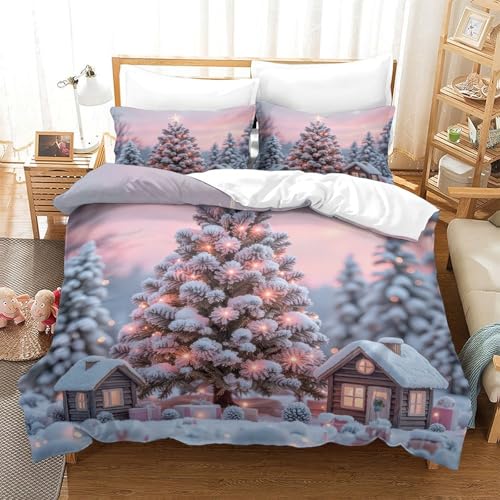 Parure de lit Arbre de Noël microfibre 3D housse de couette confortable