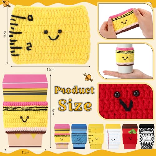 Fullhawl 30 Pcs Teacher Appreciation Gifts Bulk Pencil Pouch Makeup Bags Crochet Coffee Cozy with Cards Ballpoint Pens and Keychains for Appreciation Week Back to School Graduation Party Favors
