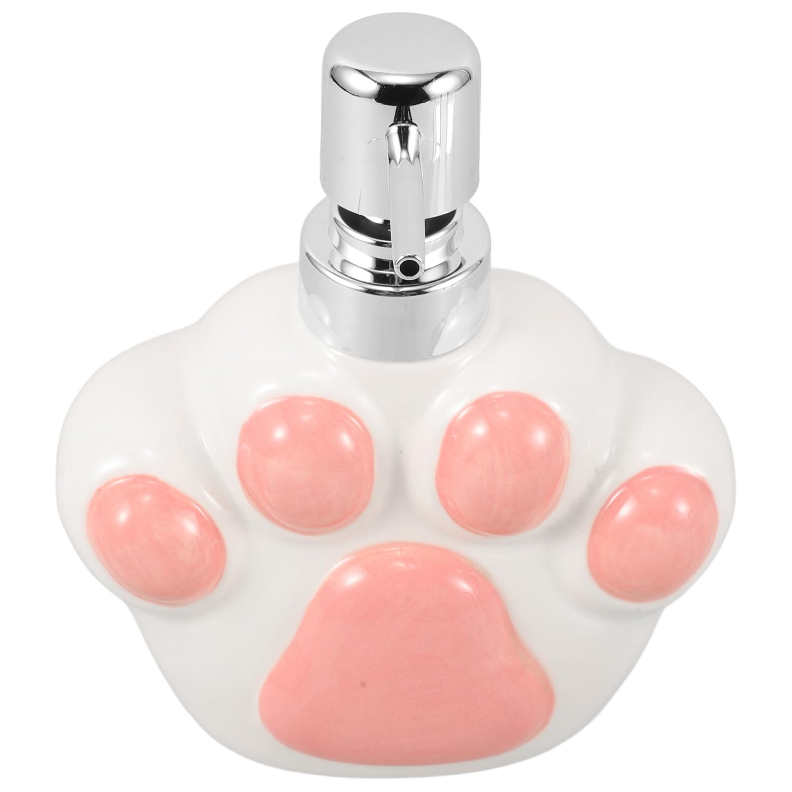 Sosoport Dispenser di Sapone da Cucina e Bagno in Ceramica a Forma di Zampa di Gatto 370 Ml, Flacone Erogatore Anti-perdita Versatile per Lozione, Bagnoschiuma e Sapone Mani, Compatto