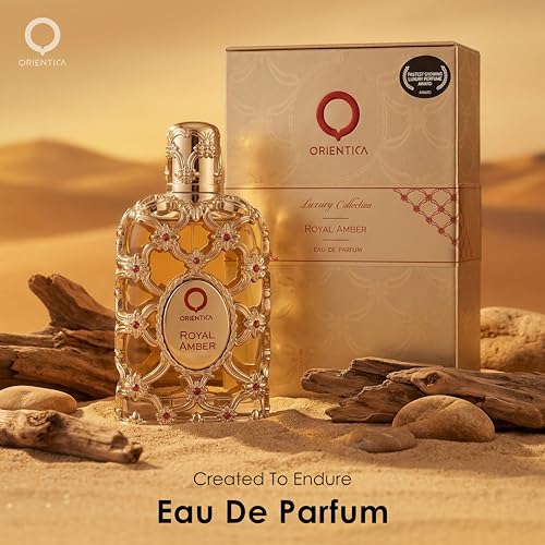 Image of Orientica Luxury Royal Amber Eau De Parfum 2.7oz /80ml - Notes of Vanilla, Bergamot, Pineapple, Melon - Amber Oud, Gourmand Fruity Arabic Perfumes for Women & Men - Perfumes Arabes de Mujer y Hombres