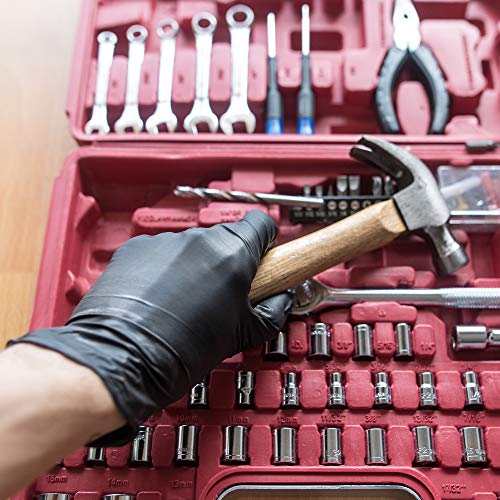 Gloveworks Black Disposable Nitrile Industrial Gloves, 5 Mil, Latex & Powder-Free, Food-Safe, Textured, Large, Box Of 100 #TOP7