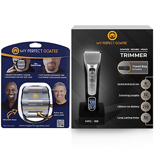 My Perfect Goatee® Beard Grooming Combo Pack for Men: Goatee Shaving Template & Trimmer (MPG-188), 36 Length Settings, Cordless Professional Hair Trimmer for Professional Grooming