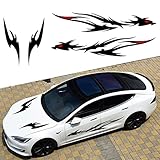 YAMUDA Car Hood Body Flame Dragon Totem Personality Pull Flower Modification Decorative Stickers 4 PCS YQ03 (Black)