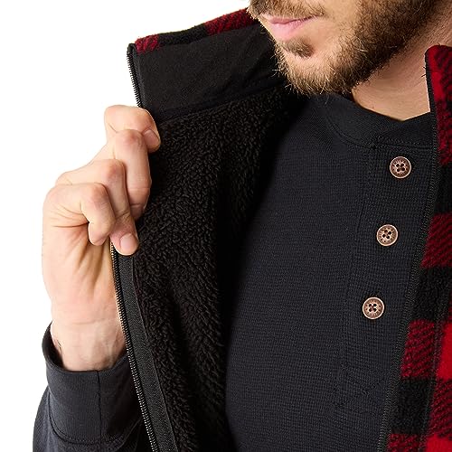 Smith's Workwear Men's Sherpa-Lined Plaid Micro Polarfleece Vest with Zip Pockets4