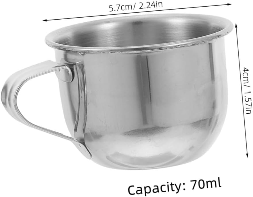 Kichvoe Stainless Steel Water Cups Set of 2 Small Tea Mugs with Handle 2.24X1.57In Lightweight for Home Travel Coffee Juice Whiskey