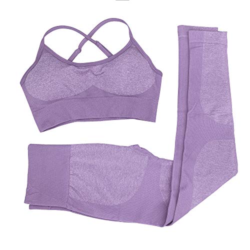 JetjoyWomen 2 Piece Outfits Leggings+Sports Bra Yoga Set Compression Tights Gym Athletic Sweatsuit Activewear