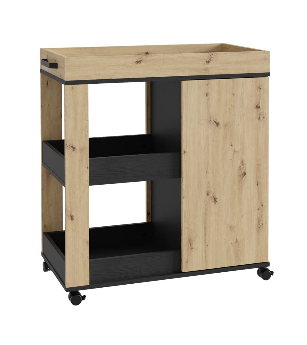 Home Heavenly® - Mueble Bar RONY. Carrito Auxiliar con Ruedas. 78x88x42 cm. Carrito de Bebidas Cocina Comedor.