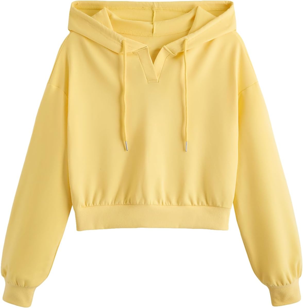 Verdusa Women's Crop Hooded Sweatshirt Long Sleeve Drawstring Hoodies Casual Streetwear Spring Fall Clothes