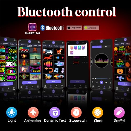 Image of Programmable LED Open Sign, P5 Resolution Indoor Store LED Sign, Bluetooth APP, for Business Retail Shop Window Display (13 inch x 8 inch /P5 Res.)