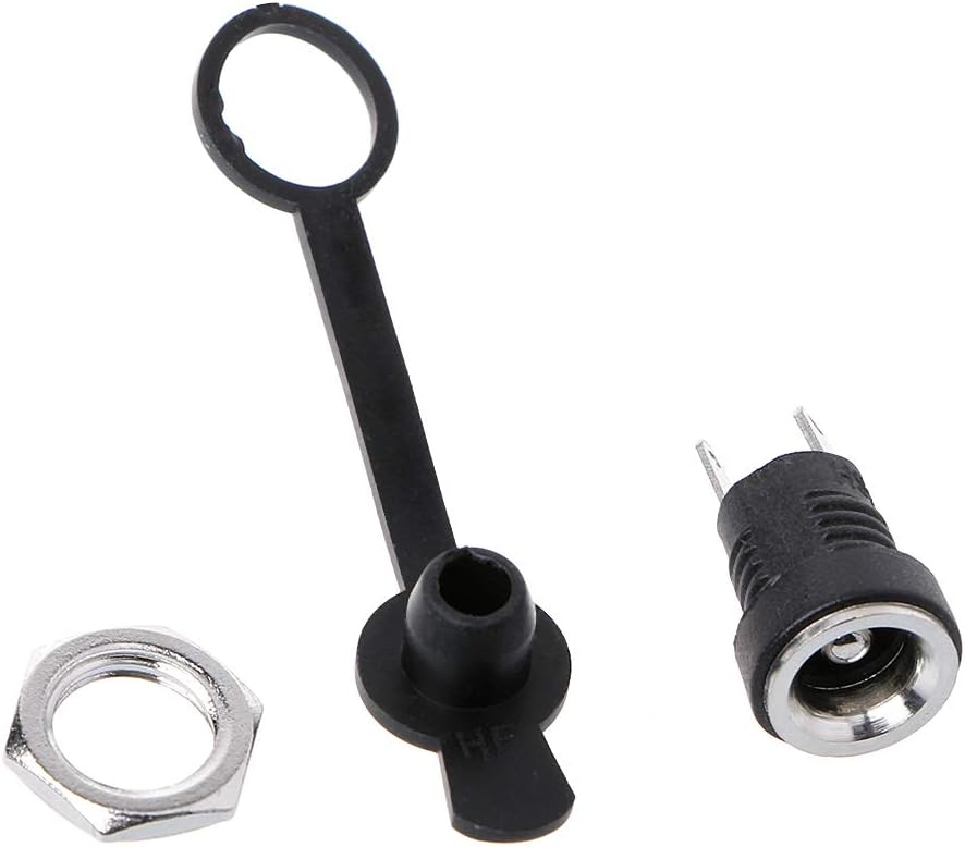 Power Plug Socket 5.5mmx2.5mm Female Panel Mounting Adapter Connector with Waterproof Cap Power Outlet Dust Plug Wall Socket