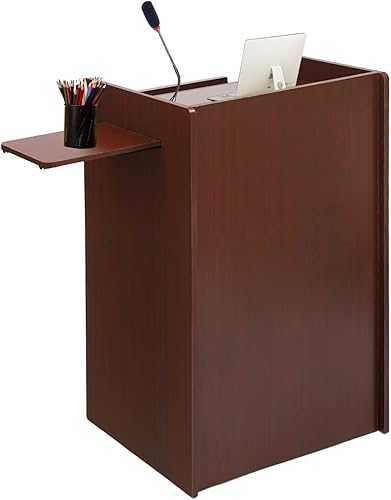 Miniatura 3 de Soporte para podio de atril móvil, soporte de anfitriona con ruedas, escritorio portátil portátil para computadora portátil con estante de