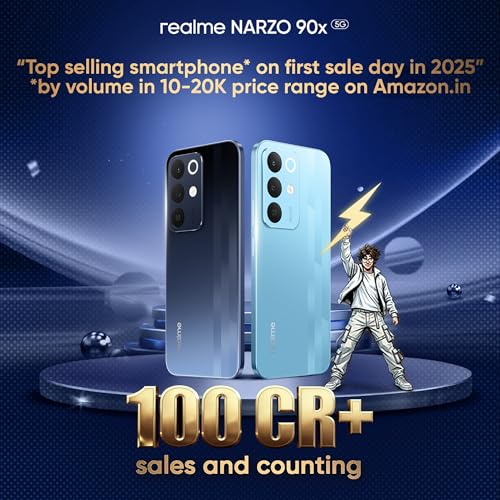 realme NARZO 90x 5G (Flash Blue,8GB+128GB) | 7000mAh + 60W Biggest Battery & Fastest Charging in the Segment* | 144Hz Bright Display | Sony 50MP AI Rear Camera | AI Assist | 400% Ultra Boom Speaker view 2