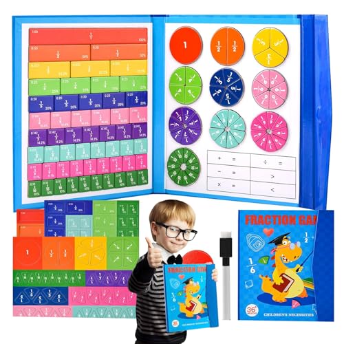 Arithmetisches Lernspielzeug, Bruchrechnen Material Magnetisch, Magnetisches Bruch-Lernpuzzle, 9 Farben Fraction Game Mathe Spielzeug, für Mathe Grundschule Material, Mathematik Ressourcen