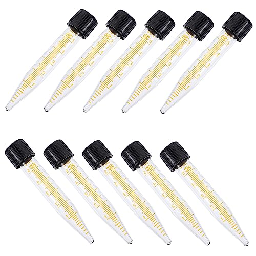 VILLFUL 10 Pcs Pointed Bottom Hose Connectors Quick Connect Centrifuge Tubes with Scale Microcentrifuge Tubes High-Speed Centrifuge Tubes Sample Storage Containers Glass