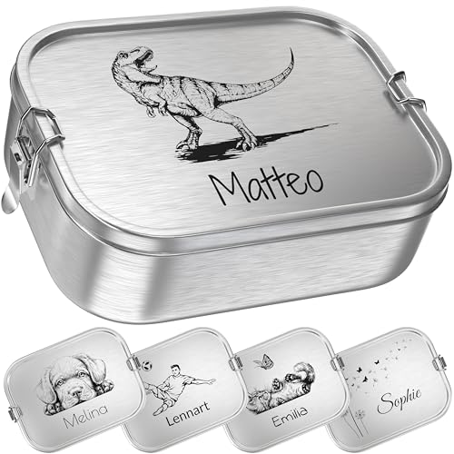 TAKWAY Personalisierte Edelstahl Brotdose mit Namen & Motiv 800ml...