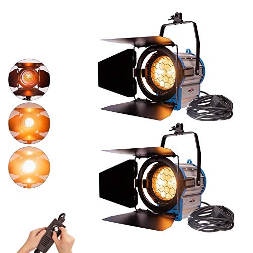 2 x Estudio Fotográfico Video Fresnel 1000W Tungsteno Iluminación Continua Mandarina Dimmer con Bombilla Halógena