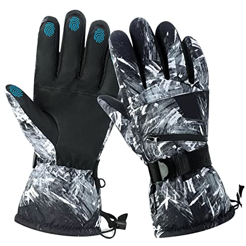Guantes de Esquí Impermeables,Impermeable Guantes Invierno Ciclismo Hombre Mujer,Pantalla Táctil 3M Thinsulate Guantes Guante Térmico Antideslizantes de Invierno a Prueba De Viento para Moto Bicicleta Cover