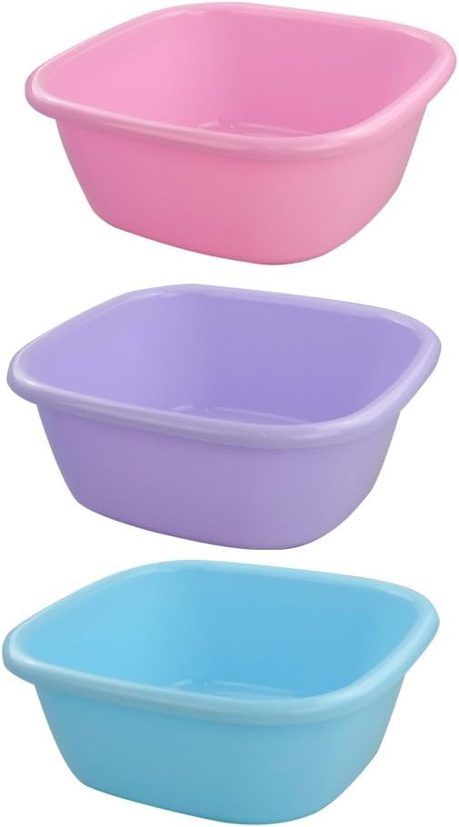 12 Quart Plastic Square Washbasin, Set of 3