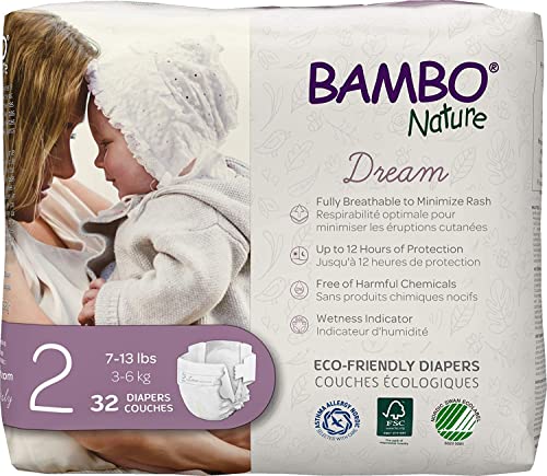 Bambo Nature Premium Baby Diapers - French/English Packaging, Size 2, 32 Count