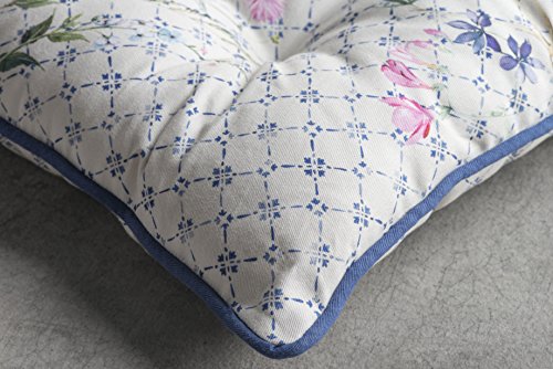 Maison D' Hermine Chairpads 16"X16" 100% Cotton Comfortable Set Of 2 Chair Pads With Ties Polyester Filling Cushion/Pillow For Dining, Office, Kitchen, Home & Living Room, Faience - Spring/Summer #TOP2