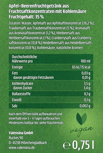 Valensina einfachSchorle Apfel-Beeren 0,75l, 6er Pack