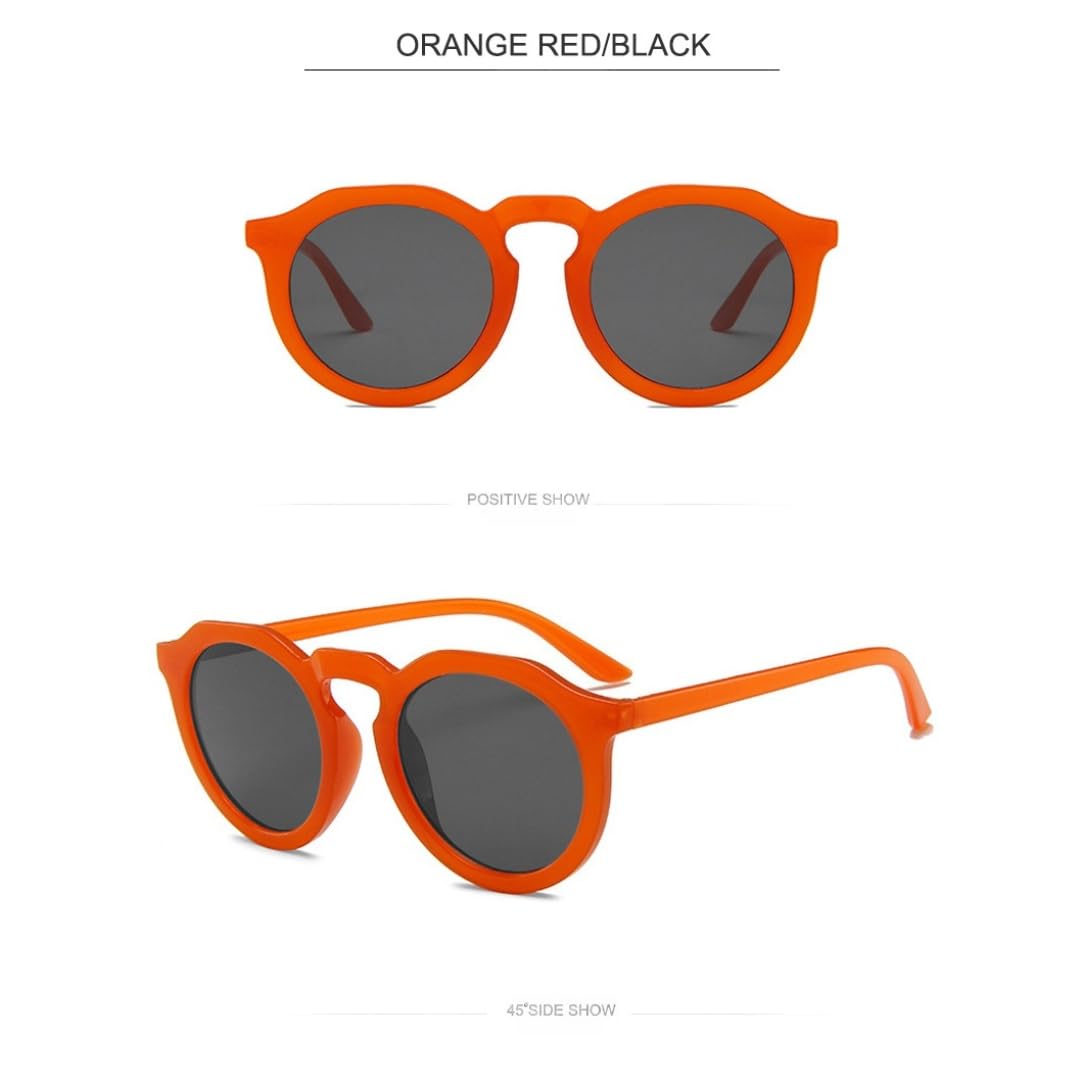 Lot de 2 lunettes de soleil rondes rétro pour femme protection UV400 style punk orange et noir.
