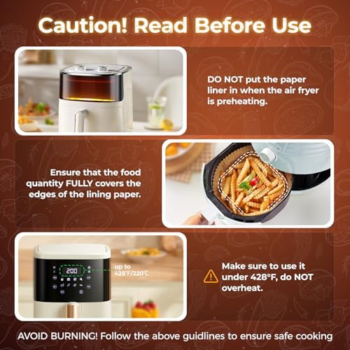 Air Fryer Liners Disposable, 150Pcs Parchment Paper 8" Square for 5-8QT - 4